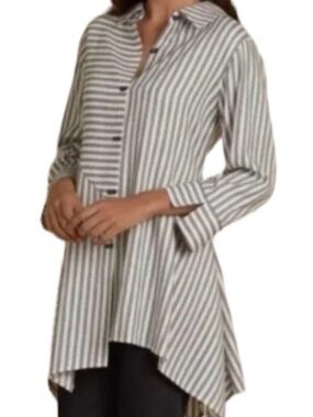 Soft Surroundings Tunic Standout Stripes Asymmetric Hem Measures 1X
